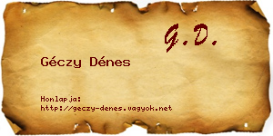 Géczy Dénes névjegykártya